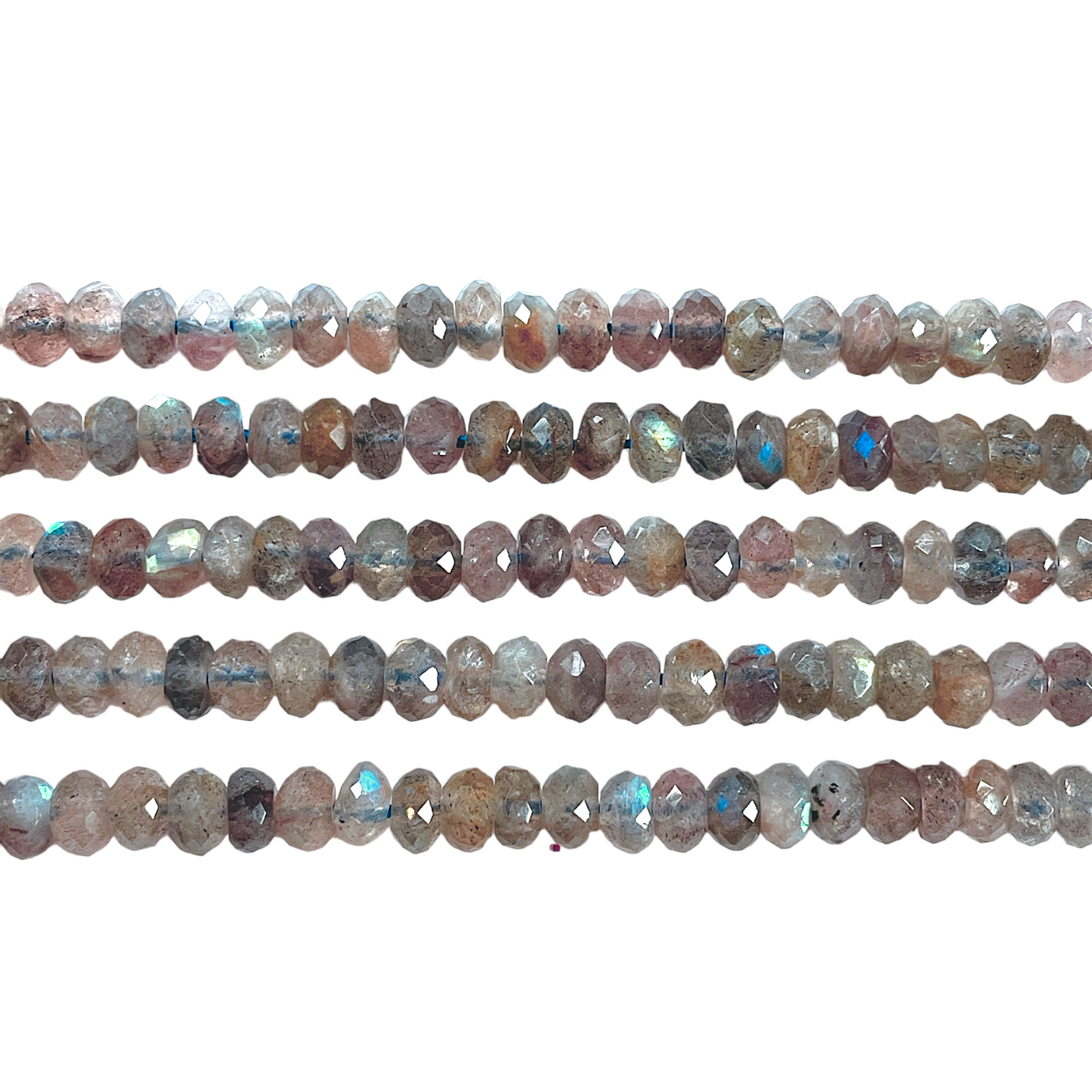 Fil de perles facettées labradorite 3x5 mm