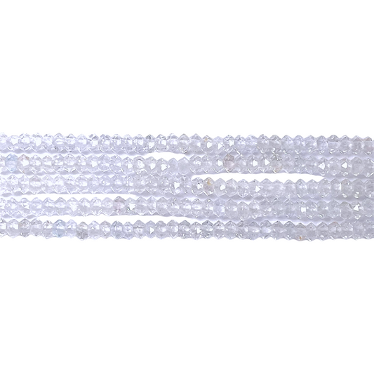 Fil de perles facettées Topaze blanche 2x3 mm