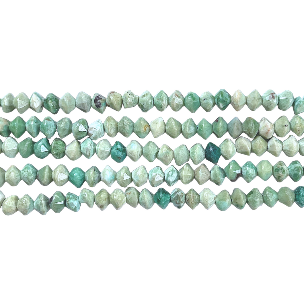Fil de perles facettées Turquoise du Pérou 2x3 mm