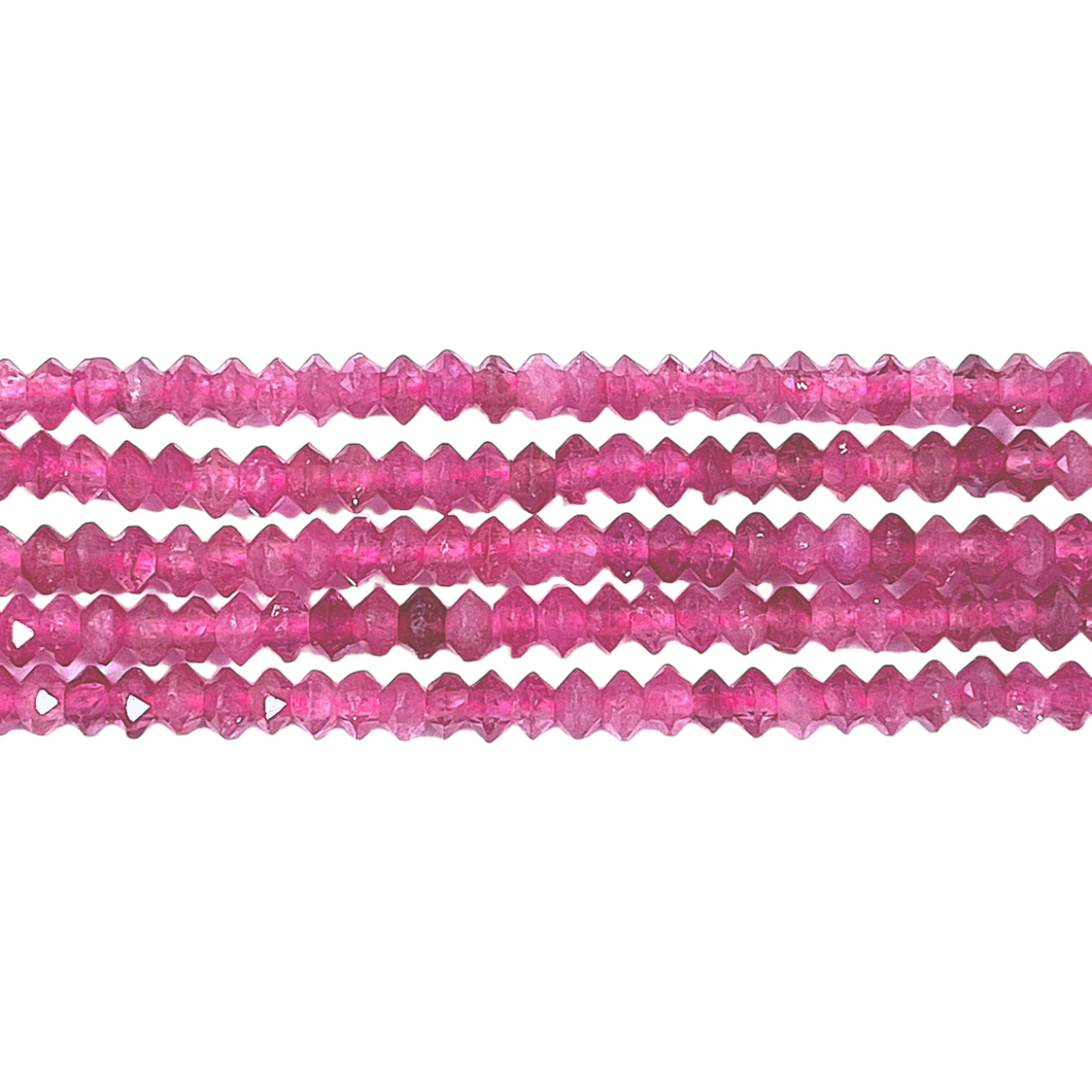 Fil de perles facettées Tourmaline rose 2x3 mm