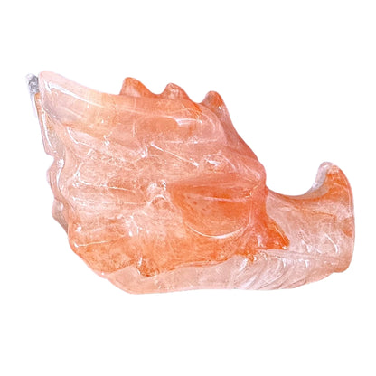 Figurine tête de dragon en Quartz Hématoïde rouge