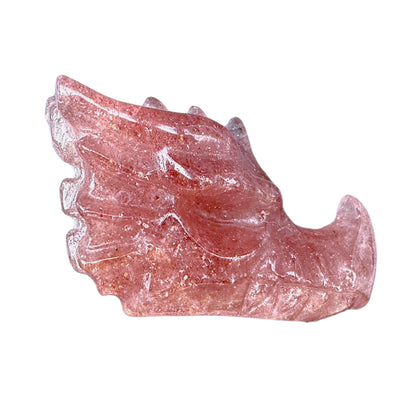 Figurine tete de dragon en Quartz fraise