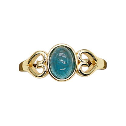 Bague en laiton rhodié doré & pierre naturelle (10 modèles réglables) #10