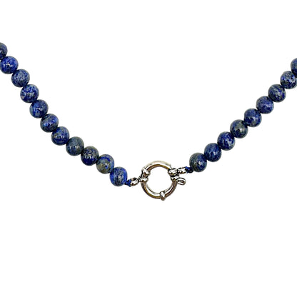 Collier en Lapis-Lazuli attache bouée acier argentée