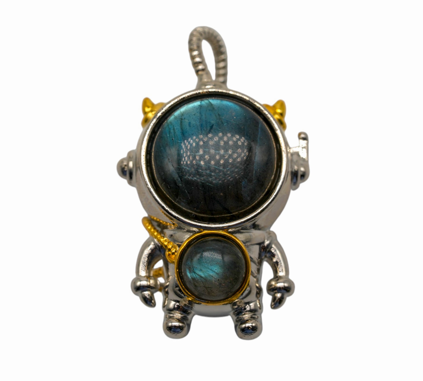 Pendentif Astronaute en Labradorite & acier inoxydable