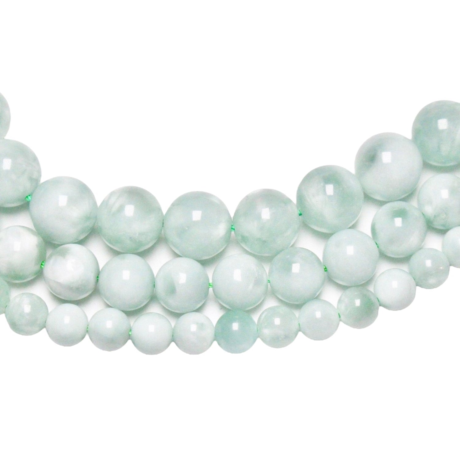 Fil de perle Pierre de lune verte - Garniérite A - Foliesbijoux