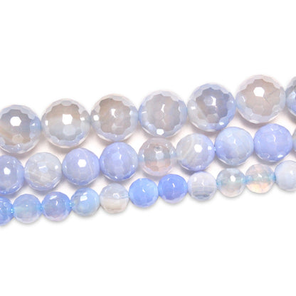 Fil de perles Agate facettée bleu claire - Foliesbijoux