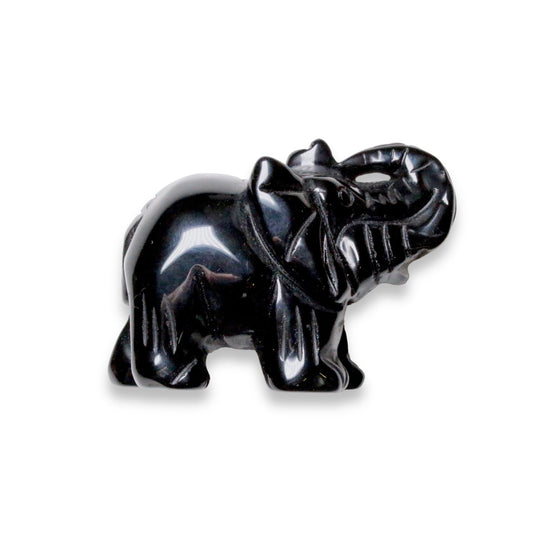 Figurine Eléphant en Obsidienne noire