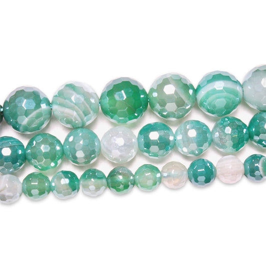 Fil de perles Agate facettée vert