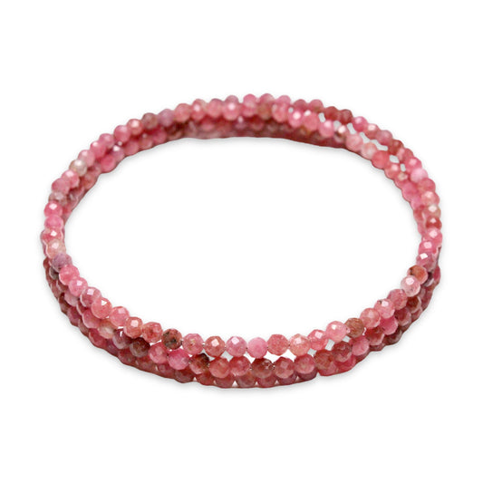 Bracelet Rhodocrosite AA Facetté 3 tours