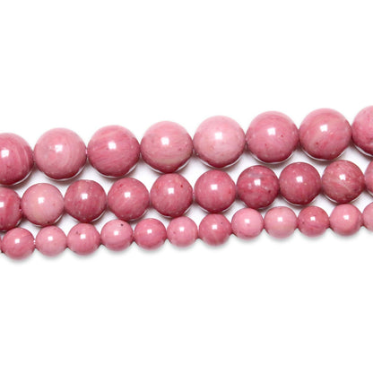 Fil de perle Rhodonite rose A+ - Foliesbijoux