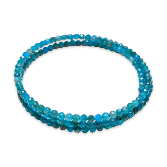 Bracelet Apatite bleue Facetté AA 3 tours