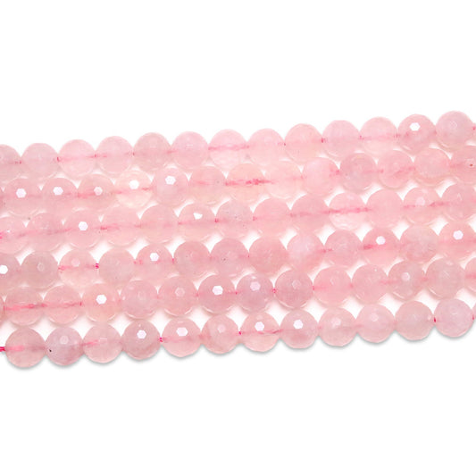 Fil de perles facettées quartz rose