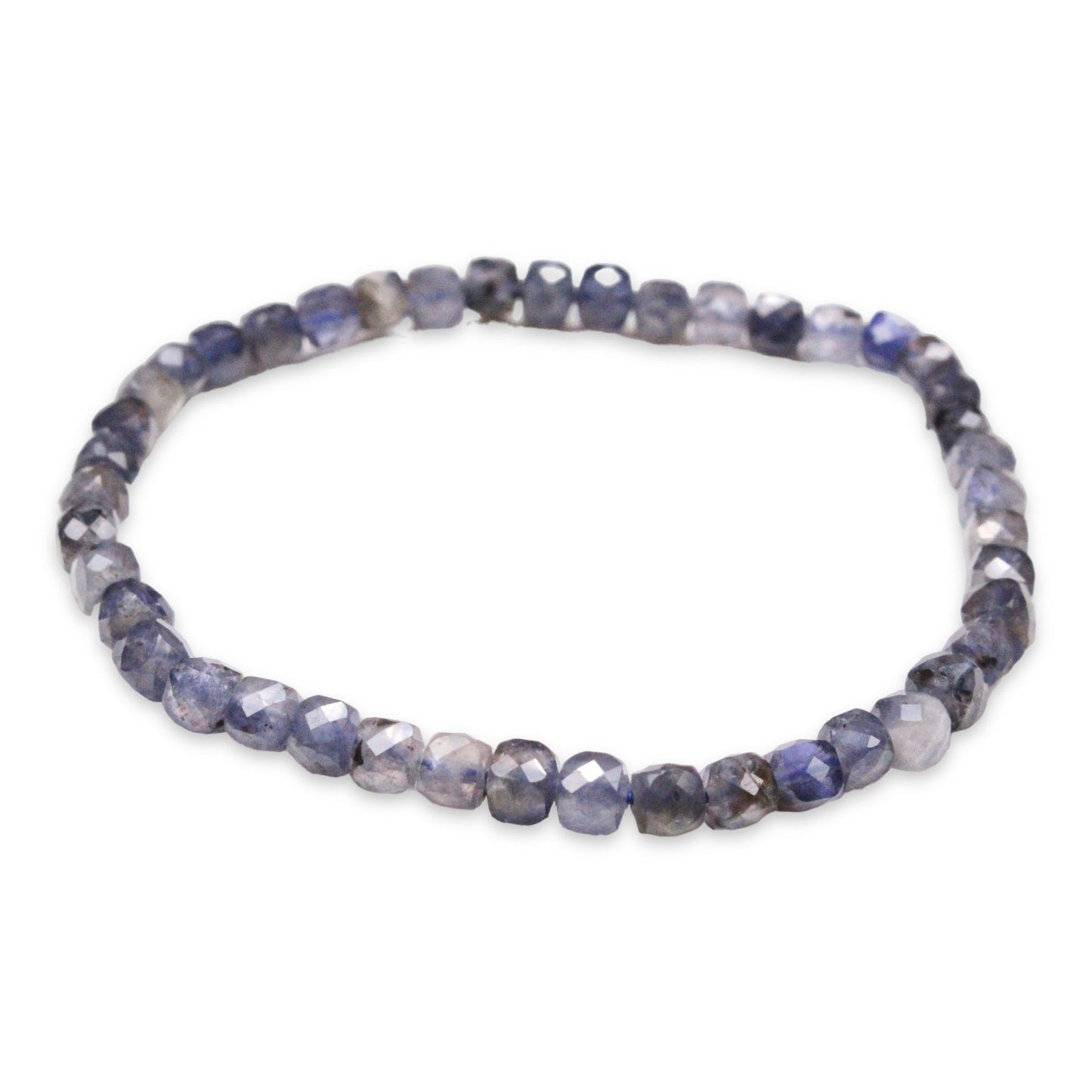 Bracelet iolite / Cordiérite A+ cube 4x4 mm