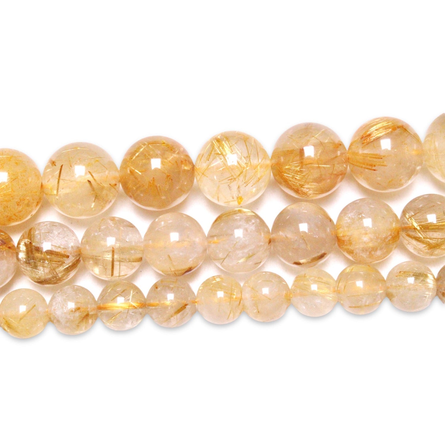 Fil de perles Quartz rutile AAA - Foliesbijoux
