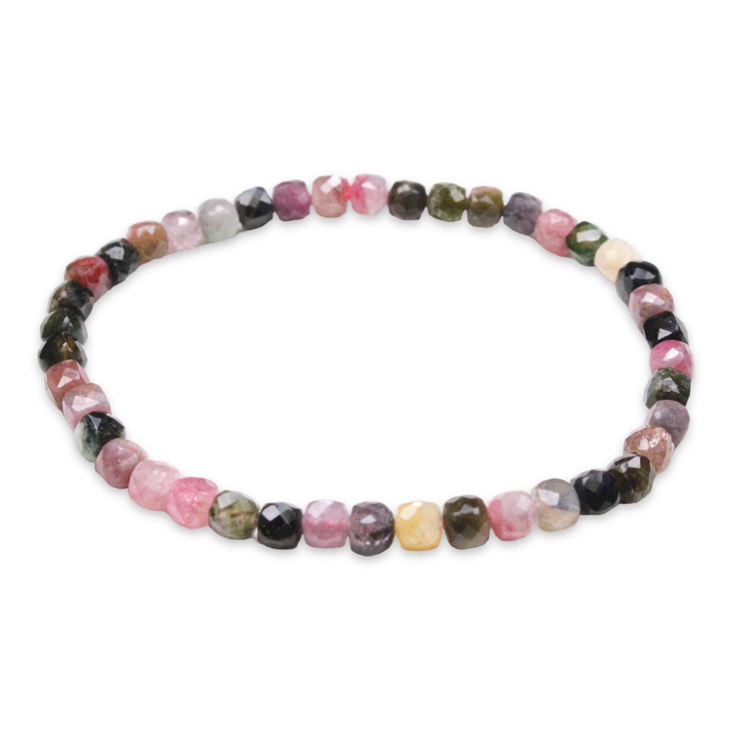 Bracelet Tourmaline multicolore A+ cube 4x4 mm