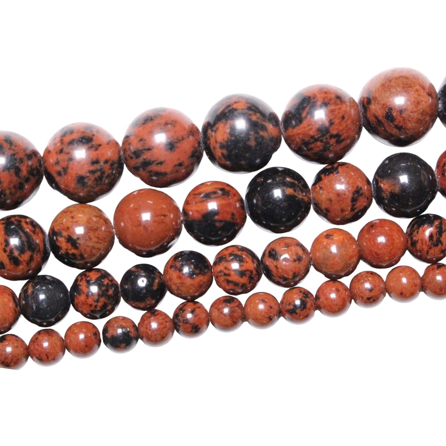 Fil de perle Obsidienne acajou A - Foliesbijoux