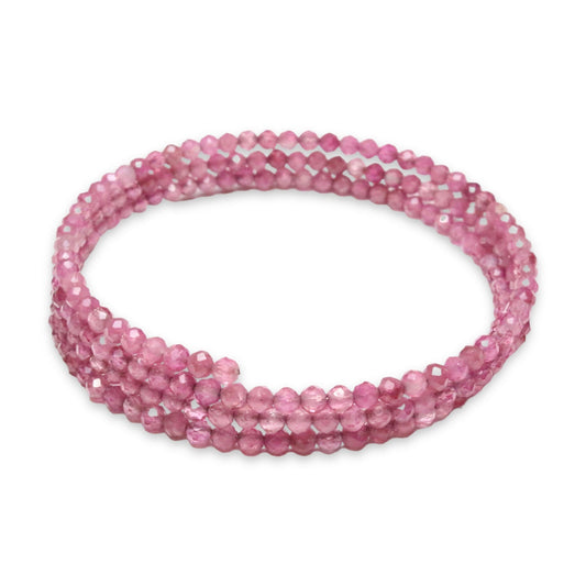 Bracelet Tourmaline rose AA Facettée 3 tours