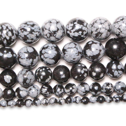 Fil de perle Obsidienne Flocon de Neige A - Foliesbijoux