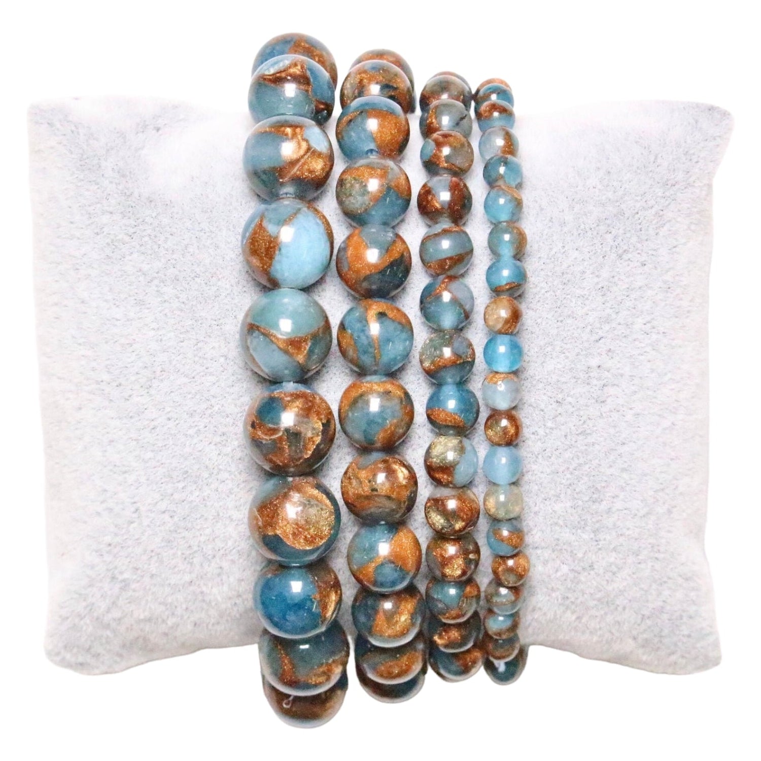 Bracelet Jaspe bleu A clair doré chauffée - Foliesbijoux