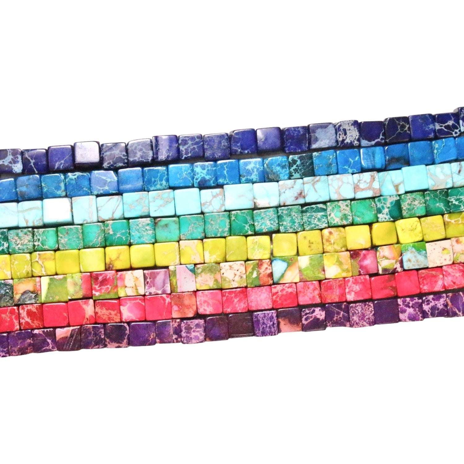 Fil de Jaspe impérial carré 4x4 mm - Foliesbijoux