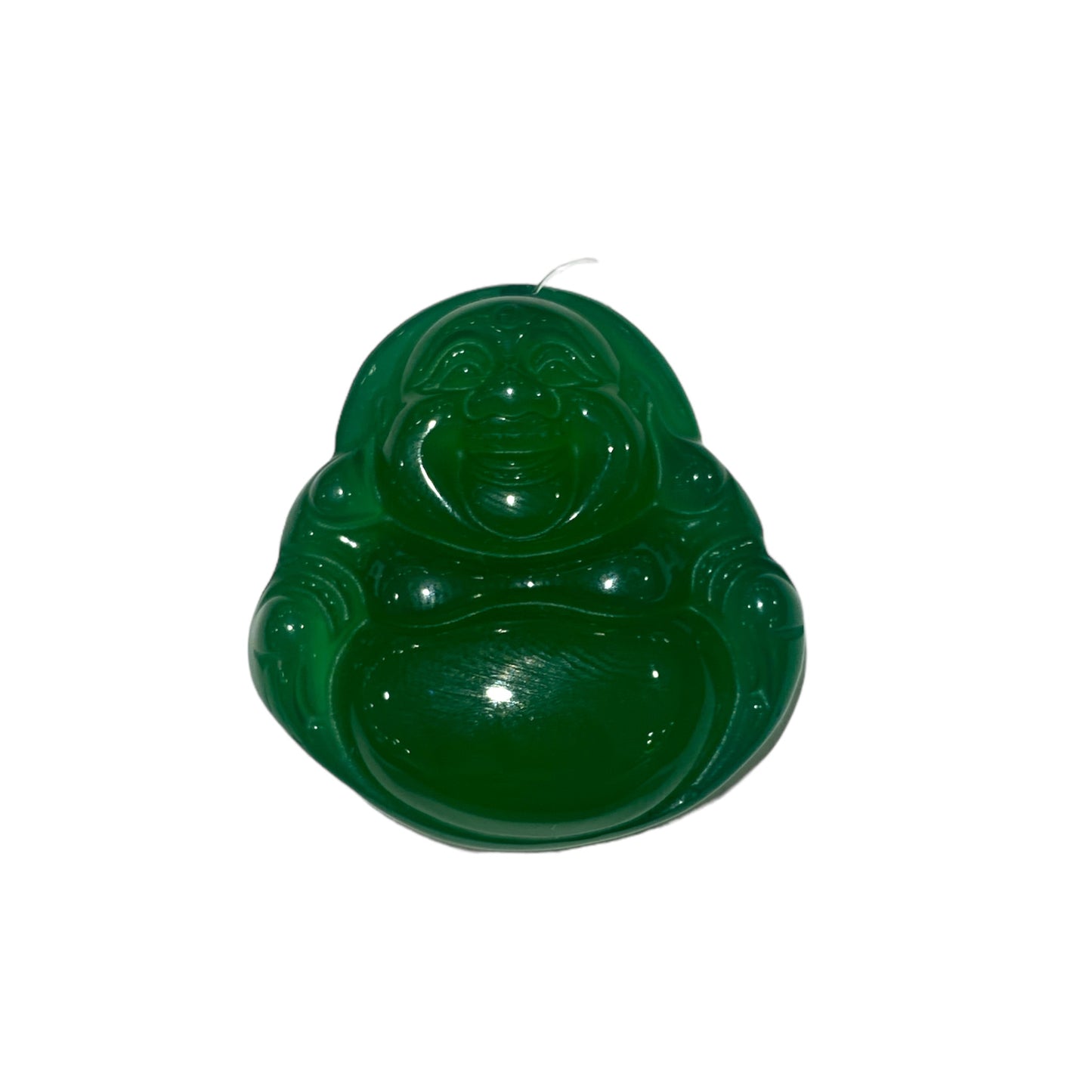 Pendentif Bouddha en agate verte percé devant