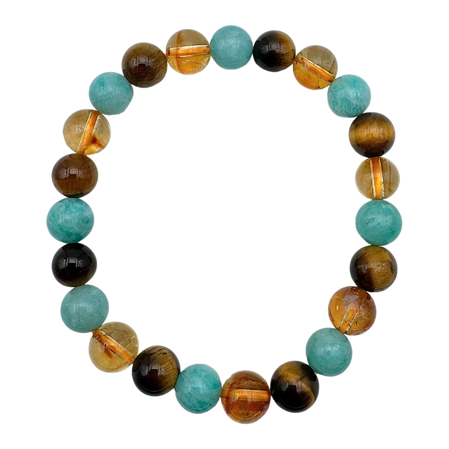 Bracelet Confiance en soi AA — Citrine chauffée , Amazonite & Oeil de tigre (numéro 3)