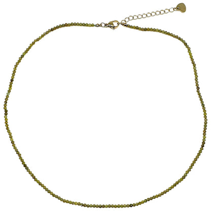 Collier Grenat vert 2-3mm acier inoxydable doré/argenté