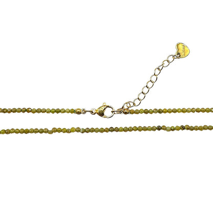 Collier Grenat vert 2-3mm acier inoxydable doré/argenté