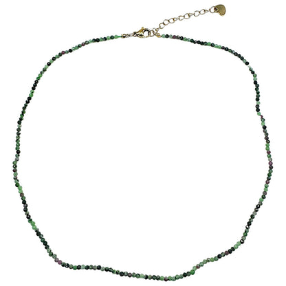 Collier Rubis sur zoisite 2-3mm acier inoxydable doré/argenté