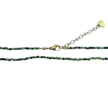 Collier Rubis sur zoisite 2-3mm acier inoxydable doré/argenté