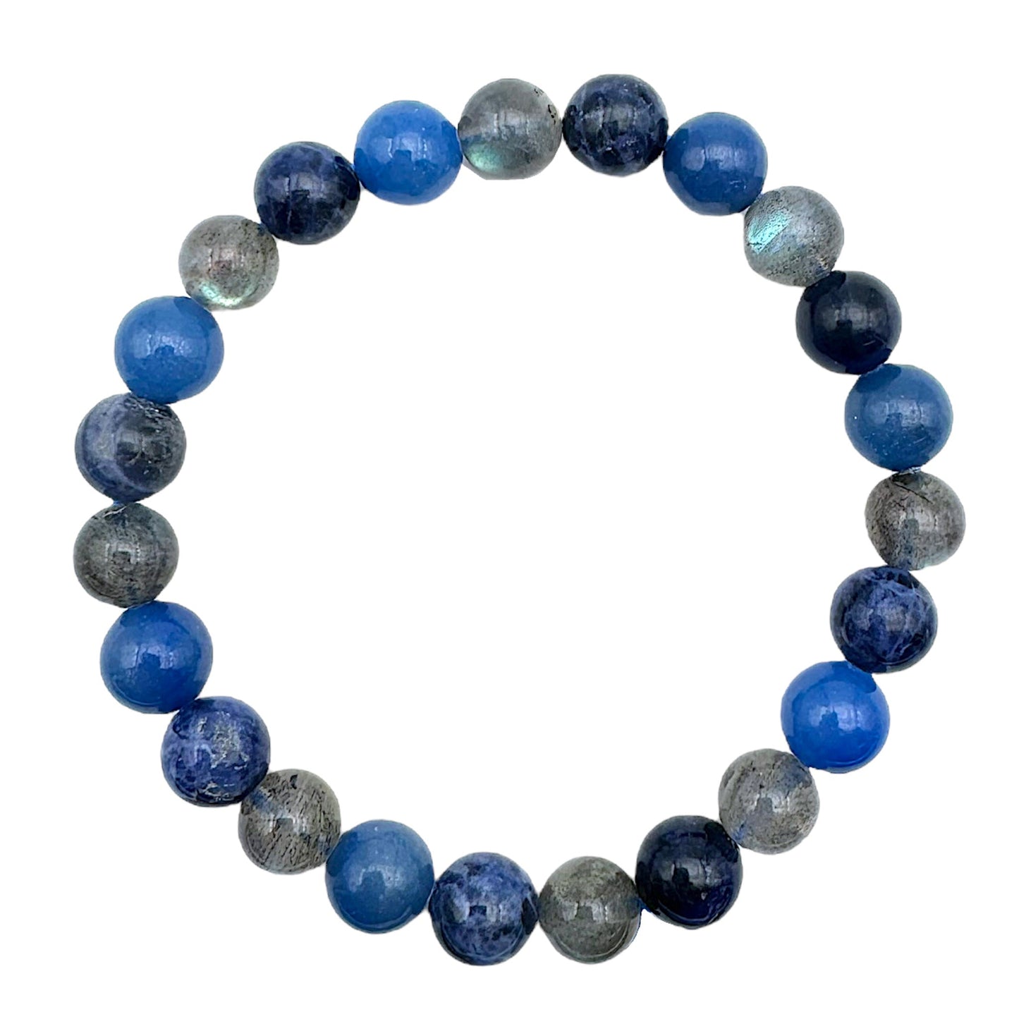 Bracelet pour hypersensible/communication AA — aventurine bleue, labradorite & sodalite (numéro 12)