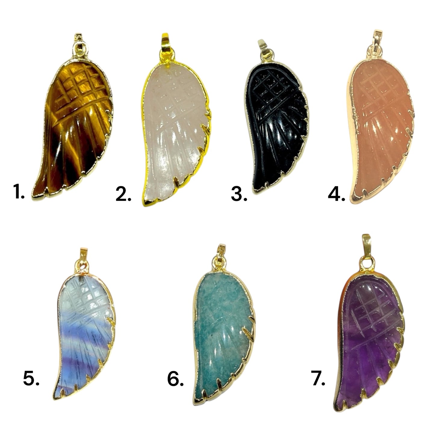 Pendentif en aile contour en laiton dorée ou argentée (7 pierres disponible)