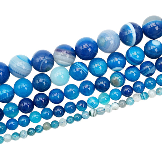 Heat-treated blue agate bead strand