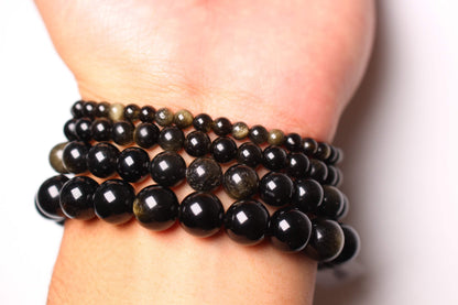 Bracelet Obsidienne dorée A