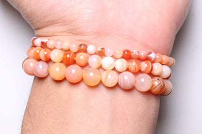 Bracelet Agate Botswana orange A+