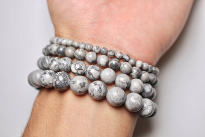 Bracelet Jaspe Picasso gris A