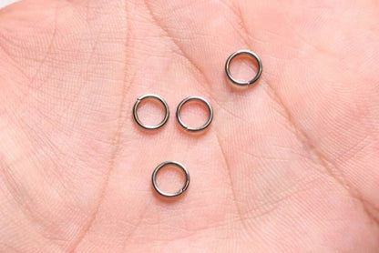 100 stainless steel open jump rings, thick, silver-plated
