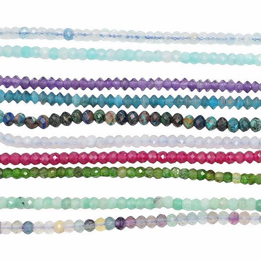 Fil de perles facettés 2x3 mm (29 pierres disponible)
