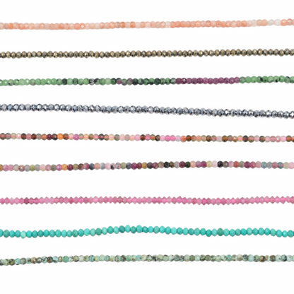 Fil de perles facettés 2x3 mm (29 pierres disponible)