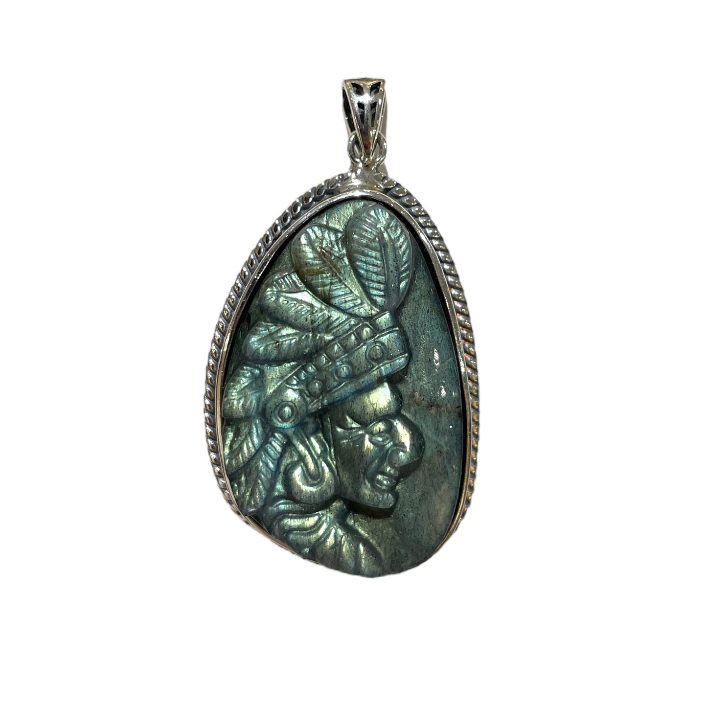 925 silver Labradorite flat pendant 4cm x 2cm