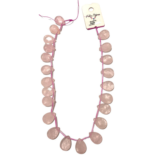 22 pendentifs Quartz rose goutte facetté plate