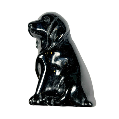 Figurine de chien en Obsidienne noire