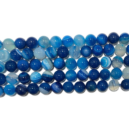 Fil de perle Agate bleue chauffée - Foliesbijoux