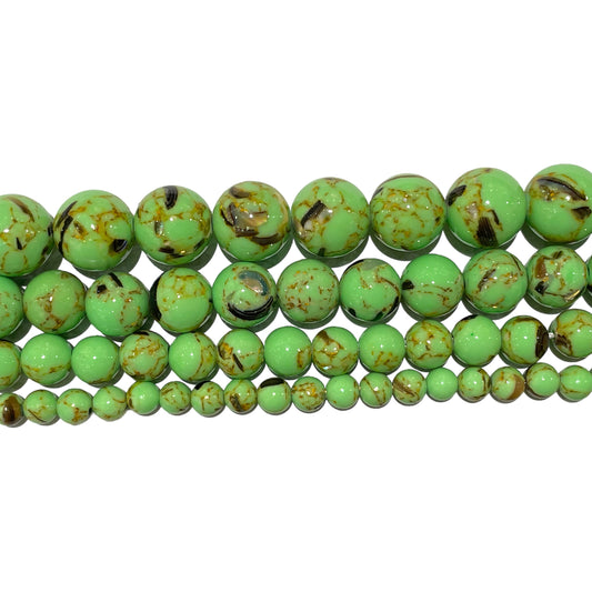 Fil de perle Howlite coquillage vert teinté