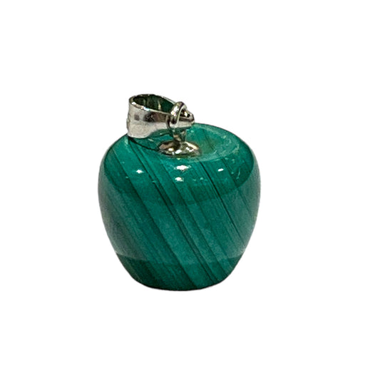 Malachite pendant in the shape of an apple from the Congo