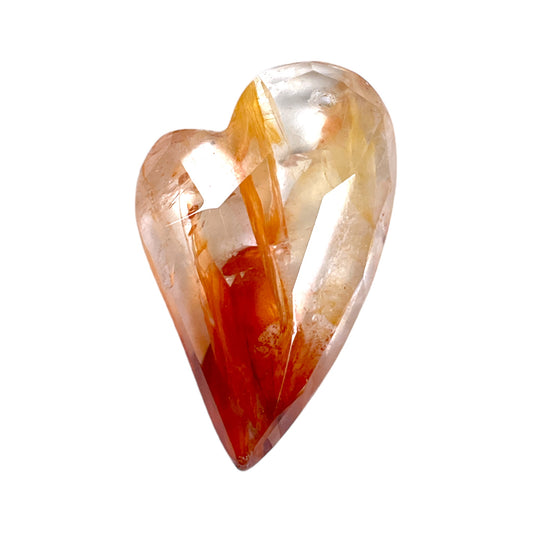 Pendentif forme cœur facetté Quartz hématoide rouge percé devant