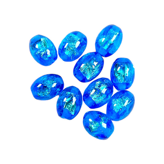 10 perles lucioles Hotaru d’Okinawa bleu claire 10 x 8 mm