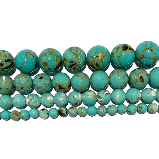 Fil de perle Howlite coquillage turquoise teinté