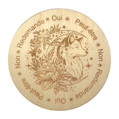 Plaque radiesthésie loup en bois